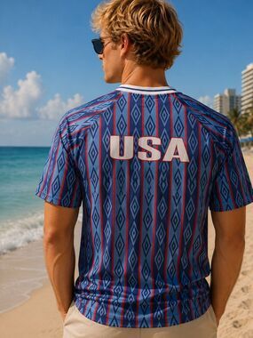 Umbro USA Blue Geometric Short-Sleeve Jersey